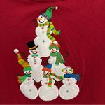 Laura Scott  Christmas Red Long Sleeve Beads & Snowman Pyramid Shirt Size Large Photo 1