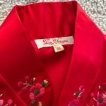 Vintage Red Satin Floral Bird Design Embroidered Chinese New Year Jacker Mandari Photo 2