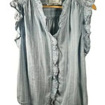 cupio  Ruffled Sleeveless Chambray Top XS‎ Photo 0