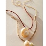 Free People  Sara Shell Choker Neutral NWT Beach Bohemian Suede Shiny Summer Photo 2