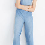Madewell Denim Apron Bow-Back Lightweight Cropped Jumpsuit Size 0 Photo 0