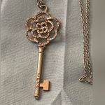 28” Necklace Silver Chain Key Pendant With Clear Stones 2.75” H X 1”W Gold Photo 0