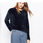 ZARA  dark Navy Blue Chenille Knit Long Sleeve Throw over Sweater Top Shirt Photo 1