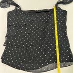 ZARA Basic Black Polka Dot Ruffle Chiffon Top - Size L Romantic Coquette Photo 10