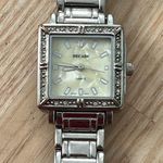 Decade Pearl and Crystal Ladies Watch Square Dial Metal Bracelet Silver Photo 3
