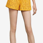 BCBG Maxazaria Yellow Eyelet Embroidery Pleated Front Dress Shorts Size Small Photo 0