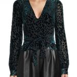 NWT Toccin Louisa Velvet Burnout Top‎ in Teal Black Sz 4 $395 Green Photo 0