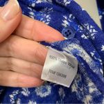 Garnet Hill  Floral Merino Wool Royal Blue Button Down Sweater Cardigan Photo 2