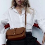 ZARA Buckle Crossbody Bag Vegan Leather Brown Small 6287/010 Neutral Casual Photo 1