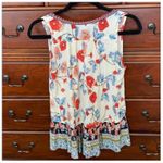 Patrons of Peace Tank Top Womens XS Cream Floral Print Ruffle Hem Sleeveless NWT Photo 5