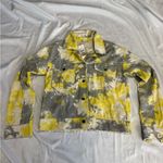 Mystree NWT  Yellow and Gray Tie Dye Trucker Jacket 100% Cotton Photo 2
