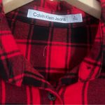 NWT Calvin Klein Jeans Red and Black Plaid Flannel Shirt Size Medium Photo 2