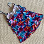 Aqua Green size 12 rufle floral print swinsuit Photo 4