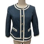 Pendleton Gold Button Blazer Jacket Blue White Trim Sailor Coastal Sz 6P Petites Photo 0