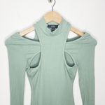 Lulus Casual Chic Sage Green Ribbed Cutout Bodycon Mini Dress size S Photo 5