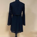 Max Studio 🛍️  Black Crocheted Popover Short Casual Dress Flowy Long Sleeves XS Photo 8