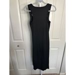 Ribbed Bodycon Midi Dress Ruched Sleeveless Casual Black Dress‎ Size M Photo 3