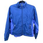 LL Bean Rain Jacket Women Small Blue Mock Neck Full Zip Fleece Lined Long Sleeve Photo 0