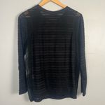 Sandro  Paris Pull over long sleeve sheer striped shirt top black S flaw Photo 6