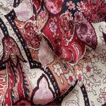 Vintage Y2K Denim Jean Chiffon Paisley Pattern Midi Skirt Lace Up Size 12 Blue Photo 4