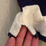 Loft Ann Taylor  Navy Blue and Cream Horizontal Stripe Long Sleeve Sequin Shirt Photo 5