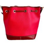Dooney & Bourke Deep Coral Raspberry Leather Bucket Bag Photo 2