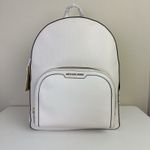 Michael Kors Jaycee Large Backpack Pebbled Cream Leather Zip Multi Pocket Travel Photo 0