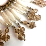 Talbots  white glass beaded gold tone crystal statement necklace Photo 8