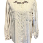 American Eagle  Size L Corduroy Button Up Shirt Puff Sleeves Cream Photo 0