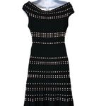 Adelyn Rae  Karissa Off Shoulder Polka Dot Stripe Sweater Ruffle Hem Midi Dress S Photo 3