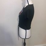Posh Posh black Rock & Roll floral roses lace up crop top Size M Photo 4