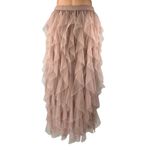 Soho Apparel  Asymmetrical Tulle Skirt in Tan Photo 2