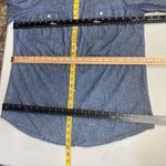 Old Navy  Women’s Shirt Gray With Blue Polka Dots Long Sleeves Size Large Photo 8