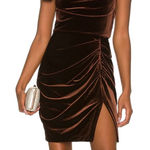 Amanda Uprichard Jasalina Velvet Mini Dress in Cocoa brown Size L Photo 0