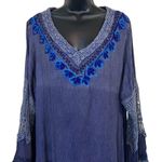 Shoreline  Wear Boho Ombre Floral Embroidered Neckline Rayon Tunic Top Photo 1