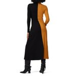 ROSETTA GETTY Black Tan Two Tone Cotton Jersey Colorblock Turtleneck Dress sz M Photo 1