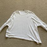 ZARA NEW Asymmetrical Hem Slouchy White Crewneck Blouse Small Soft Stretch EUC Photo 8