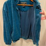 Vintage 90’s oversized quilted aqua velour hooded soft jacket pockets FUDA Sport Blue Size L Photo 8