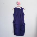 Eliza J  Ella Ruffle Cascade Crepe Sheath Navy Blue Dress Photo 2