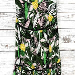 Blue Island Tropical Floral Tiered Resort Maxi Bohemian Dress Women Small Tie Photo 0