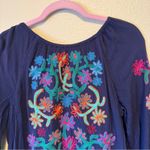 Soft Surroundings  Blue Floral Embroidered Boho Blouse Womens XS Casual Shirt Photo 4