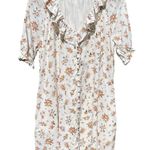 Madewell  Women’s Ivory Floral Reef Ruffle Mini Trapeze Pocket Dress Photo 4