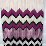 Chelsea and Violet Crochet Knit Dress in Purple Black & Cream Chevron Stripe M Photo 3