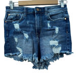 Kendall + Kylie  Medium Wash Mid Rise Distressed Shorts Size 28‎ Photo 0