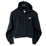 Nike Heritage 1/2 Zip Hoodie Velvet V-Stripe Womens Medium Black DM1755-010 Photo 2