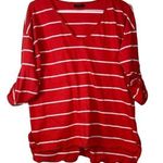 Nautica Plus Size  Red Orange White 3/4 Sleeve V-Neck Shirt Blouse Size XXL EUC Photo 0