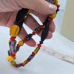 Vintage 80’s glass and acrylic tribal bright fun necklace Yellow Photo 2