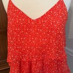 Sienna Sky Tiered ruffled sleeveless top in orange/red with small flowers, S/M Photo 1