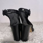 Sam Edelman  Evie  Women's Black  Leather  Woven Caged Heels Shoes Size 8.5 Photo 6