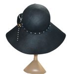 D&Y  100% wool black floppy hat with black band with rhinestone sparkle! Photo 3